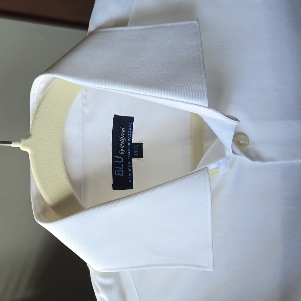 Blu by Polifroni White Mens Dress Shirt, 14 1/2, Like New Condition. - Picture 5 of 9